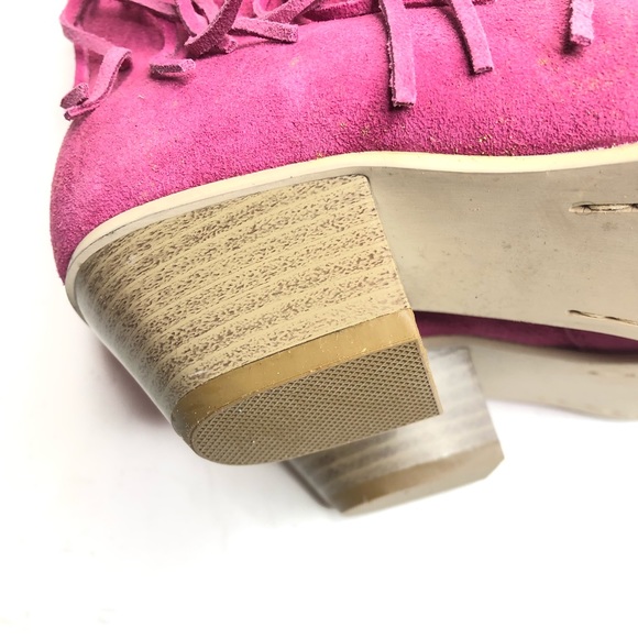 Oak Tree Farms | Hot Pink Suede Fringe Boots - Picture 7 of 7